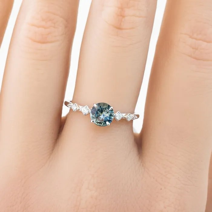 Rings Celeste Ring 073ct Parti Blue Green Round Montana Sapphire 14K White Gold One of a kind Envero Jewelry Rings Celeste Ring 073ct Parti Blue Green Round Montana Sapphire 14K White Gold One of a kind Envero Jewelry