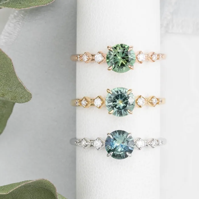 Rings Celeste Ring 073ct Parti Blue Green Round Montana Sapphire 14K White Gold One of a kind Envero Jewelry Rings Celeste Ring 073ct Parti Blue Green Round Montana Sapphire 14K White Gold One of a kind Envero Jewelry