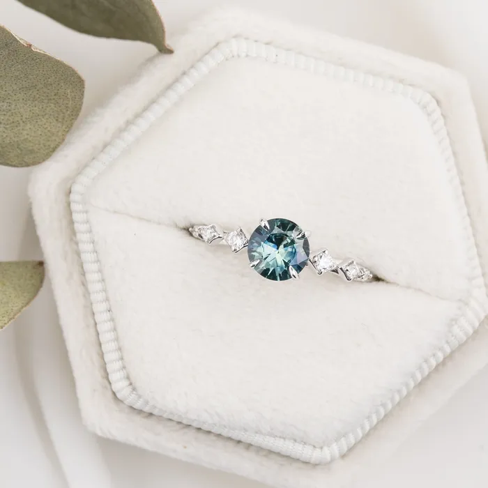 Rings Celeste Ring 073ct Parti Blue Green Round Montana Sapphire 14K White Gold One of a kind Envero Jewelry Rings Celeste Ring 073ct Parti Blue Green Round Montana Sapphire 14K White Gold One of a kind Envero Jewelry