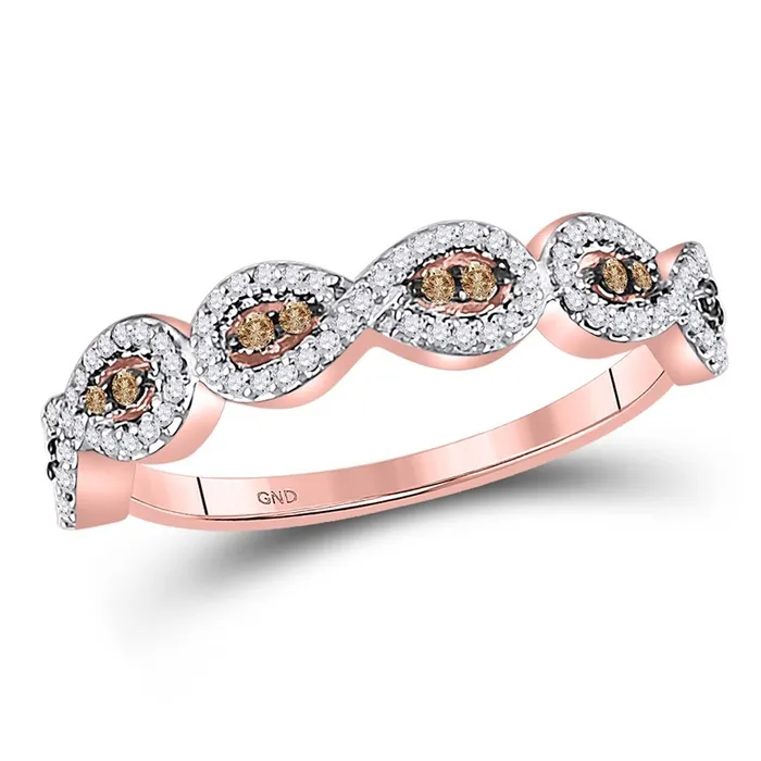10k Rose Gold Round Brown Diamond Band Ring 14 Cttw gndatlanta Rings