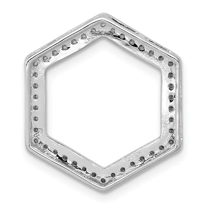 14k White Gold 14ct Real Diamond Fancy Hexagon Chain Slide Goldia Necklaces