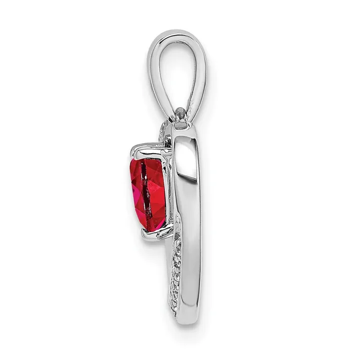 14k White Gold Ruby and Real Diamond Heart Pendant Goldia Necklaces