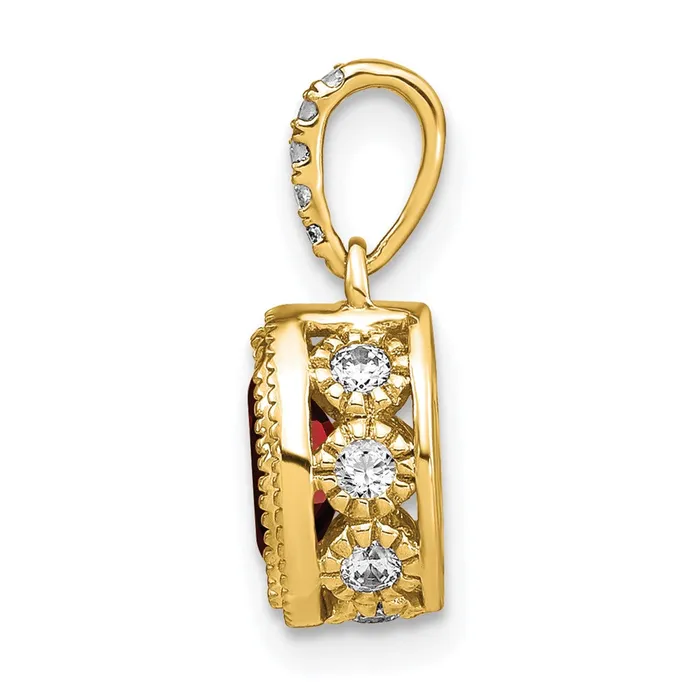14K Yellow Gold Oval Garnet and Real Diamond Pendant Goldia Necklaces
