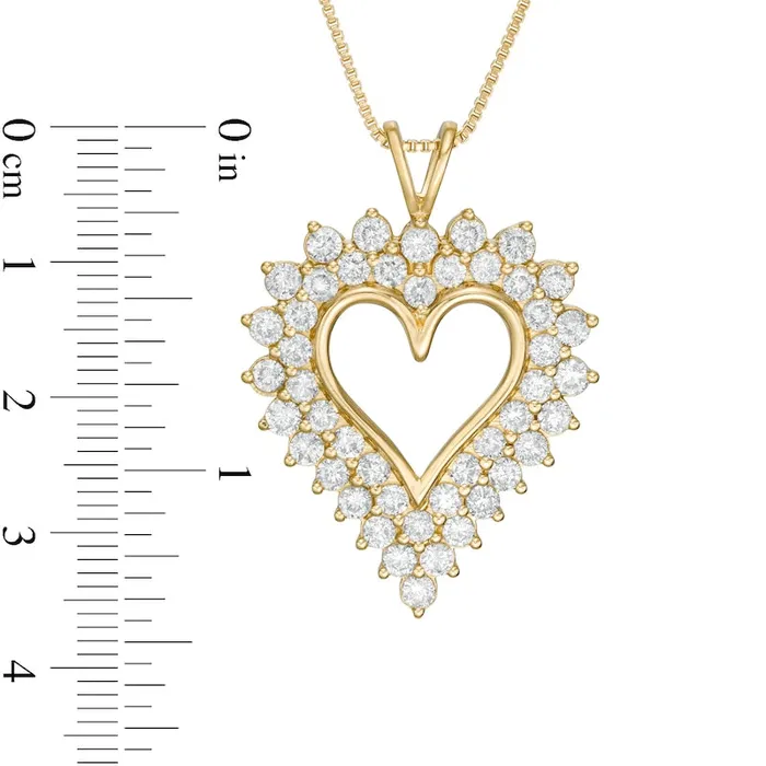 3 CT TW Natural Diamond Sunburst Frame Heart Pendant in Sterling Silver with 14K Gold Plate Goldia Necklaces