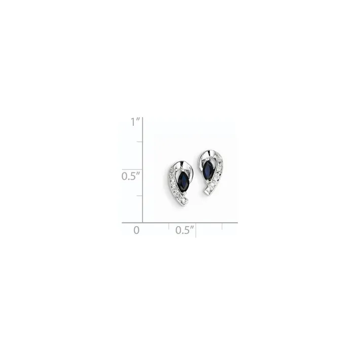 Earrings Goldia 14K White Gold Real Diamond Sapphire Post Earrings