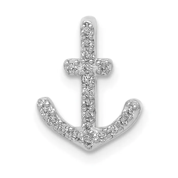 Goldia 14k White Gold 110ct Real Diamond Anchor Chain Slide Necklaces