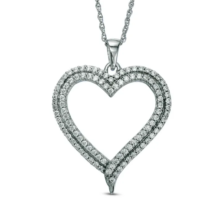 Goldia Necklaces 05 CT TW Natural Diamond Heart Pendant in Sterling Silver Goldia Necklaces 05 CT TW Natural Diamond Heart Pendant in Sterling Silver
