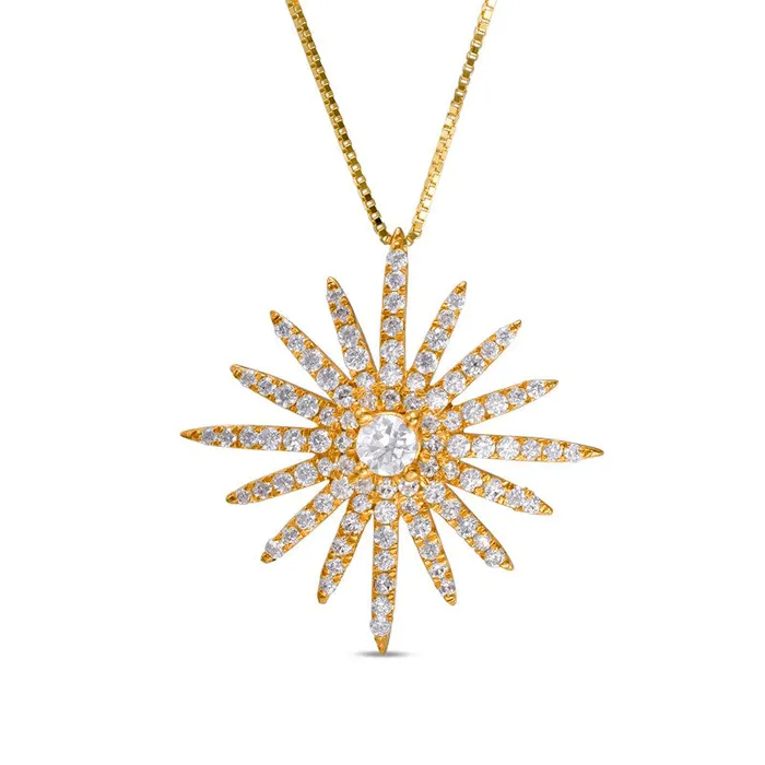 Goldia Necklaces 063 CT TW Natural Diamond Sunburst Pendant in 14K Gold Goldia Necklaces 063 CT TW Natural Diamond Sunburst Pendant in 14K Gold