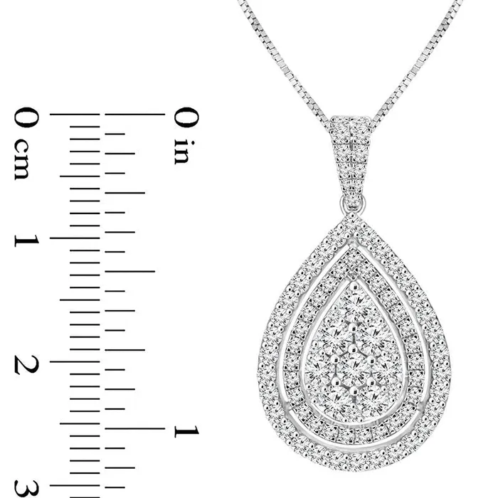 Goldia Necklaces 15 CT TW Composite Natural Diamond Double PearShaped Frame Pendant in 14K White Gold Goldia Necklaces 15 CT TW Composite Natural Diamond Double PearShaped Frame Pendant in 14K White Gold