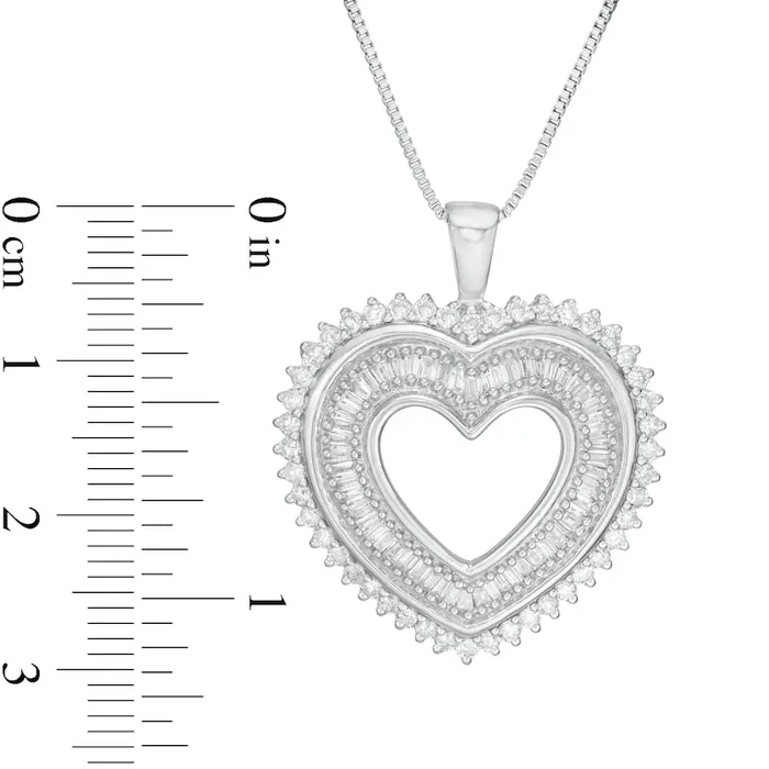 Goldia Necklaces 1 CT TW Natural Diamond Shadow Heart Pendant in Sterling Silver Goldia Necklaces 1 CT TW Natural Diamond Shadow Heart Pendant in Sterling Silver