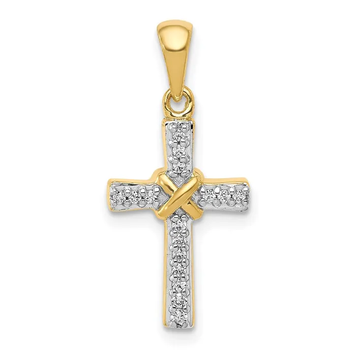 Goldia Necklaces 14k Yellow Gold 16ct Real Diamond Latin Cross Pendant