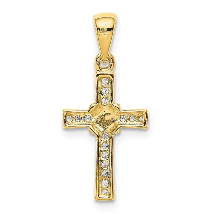 Goldia Necklaces 14k Yellow Gold 16ct Real Diamond Latin Cross Pendant