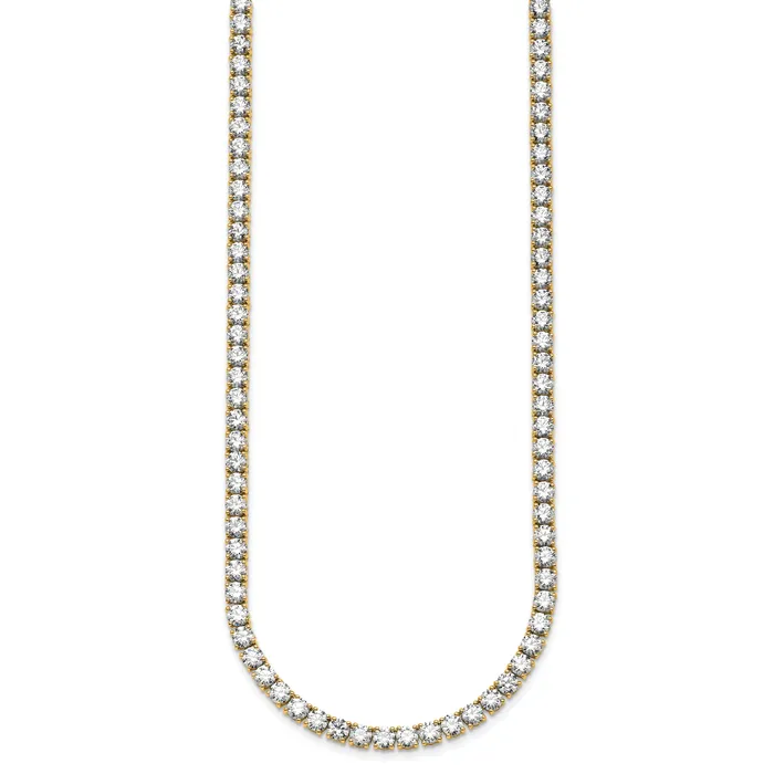 Goldia Necklaces 14k Yellow Gold 33 34 Ct Lab Grown Diamond VSSI G Round 22 inch Straight Tennis Necklace