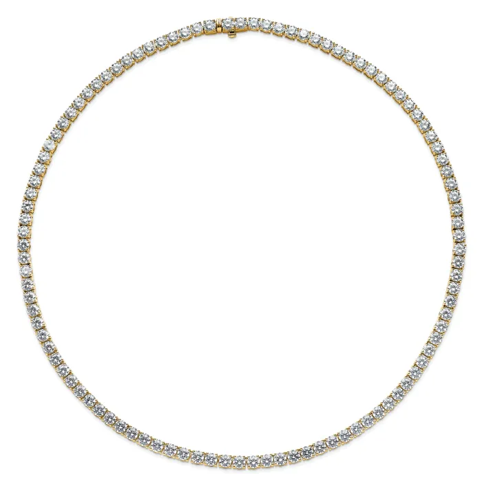 Goldia Necklaces 14k Yellow Gold 33 34 Ct Lab Grown Diamond VSSI G Round 22 inch Straight Tennis Necklace