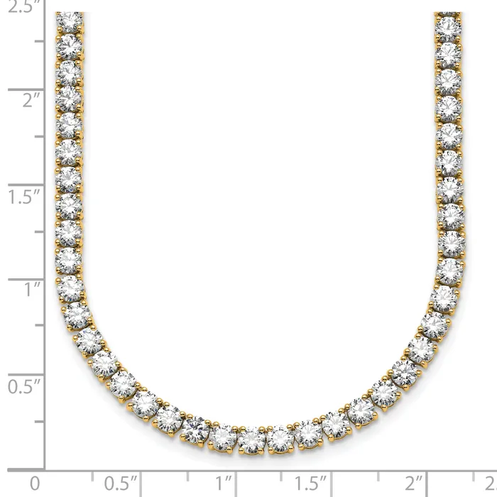 Goldia Necklaces 14k Yellow Gold 33 34 Ct Lab Grown Diamond VSSI G Round 22 inch Straight Tennis Necklace