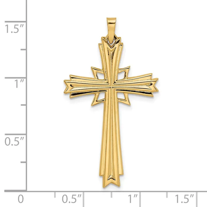 Goldia Necklaces 14k Yellow Gold Polished Solid Fancy Cross Pendant