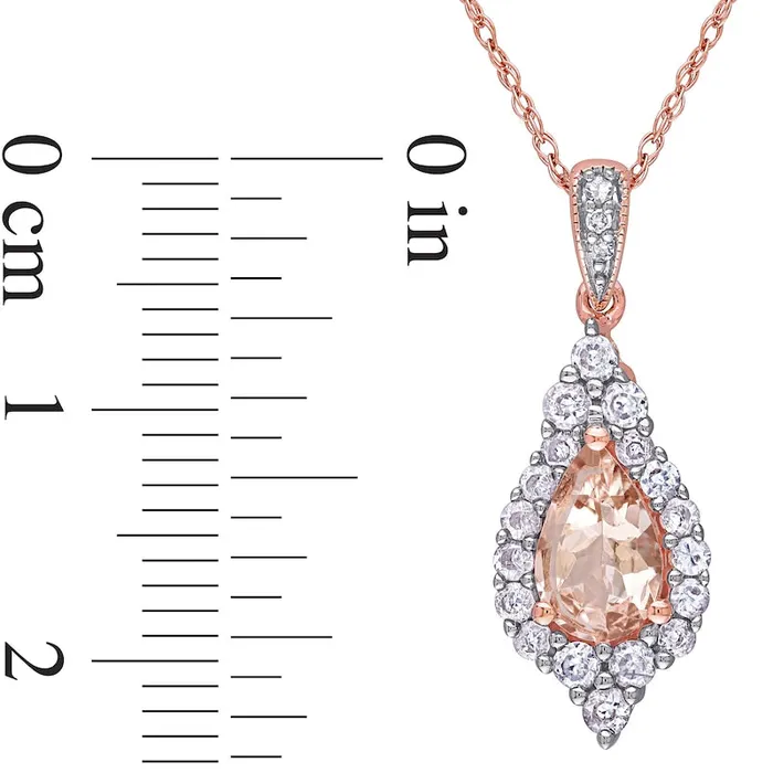 Goldia Necklaces PearShaped Morganite White Sapphire and Natural Diamond Accent Frame Pendant in 10K Rose Gold 17 Goldia Necklaces PearShaped Morganite White Sapphire and Natural Diamond Accent Frame Pendant in 10K Rose Gold 17