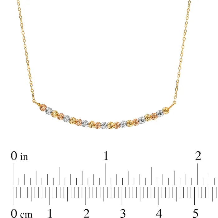 Natural DiamondCut Bead Alternating Curved Bar Necklace in 14K TriTone Gold 17 Goldia Necklaces Natural DiamondCut Bead Alternating Curved Bar Necklace in 14K TriTone Gold 17 Goldia Necklaces