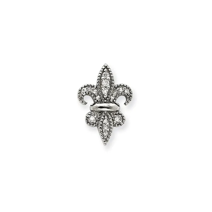 Necklaces 14K White Gold Fleur De Lis Real Diamond Chain Slide Goldia