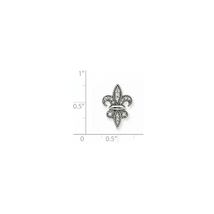 Necklaces 14K White Gold Fleur De Lis Real Diamond Chain Slide Goldia
