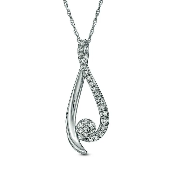 Necklaces Goldia 017 CT TW Composite Natural Diamond Pendant in 10K White Gold Necklaces Goldia 017 CT TW Composite Natural Diamond Pendant in 10K White Gold