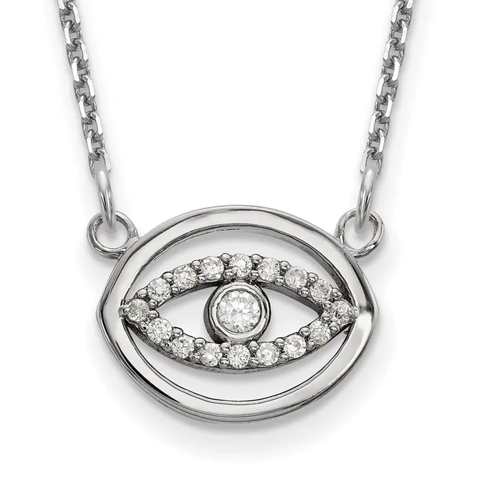 Necklaces Goldia 14k White Gold Small Real Diamond Gold Halo Evil Eye Necklace Necklaces Goldia 14k White Gold Small Real Diamond Gold Halo Evil Eye Necklace