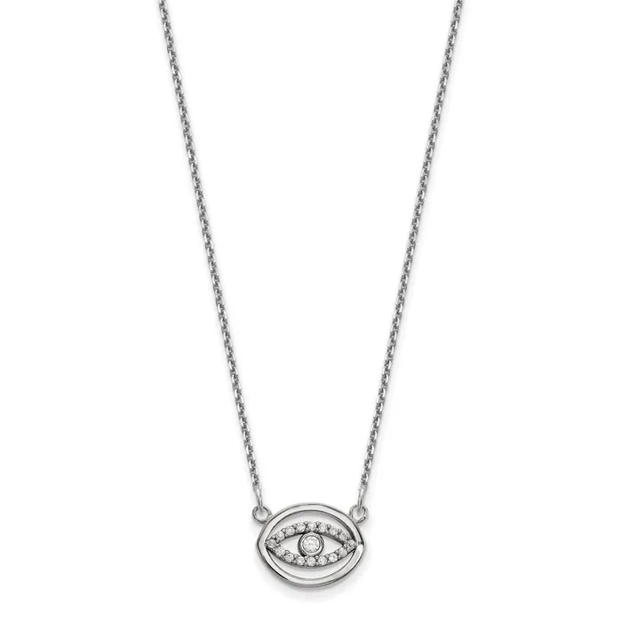 Necklaces Goldia 14k White Gold Small Real Diamond Gold Halo Evil Eye Necklace