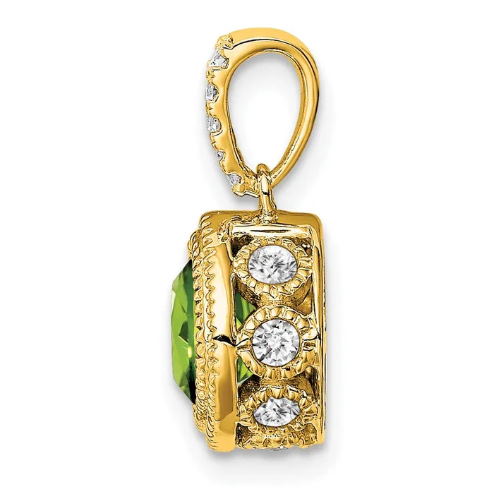 Necklaces Goldia 14K Yellow Gold Cushion Peridot and Real Diamond Pendant
