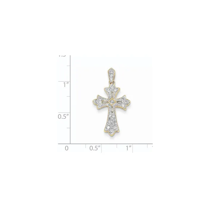 Necklaces Goldia 14K Yellow Gold Filigree Real Diamond Cross Pendant