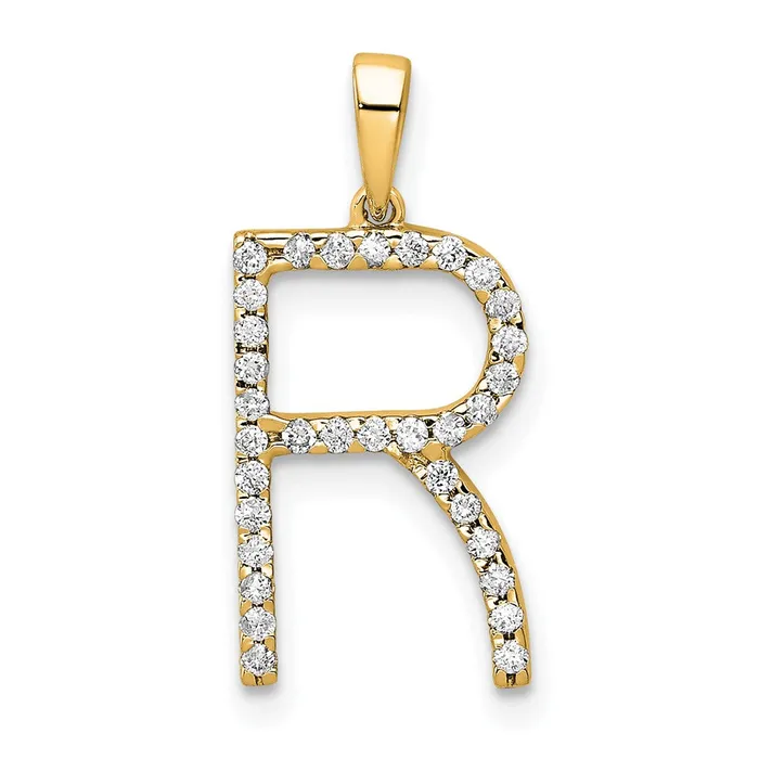 Necklaces Goldia 14K Yellow Gold Real Diamond Letter R Initial Pendant