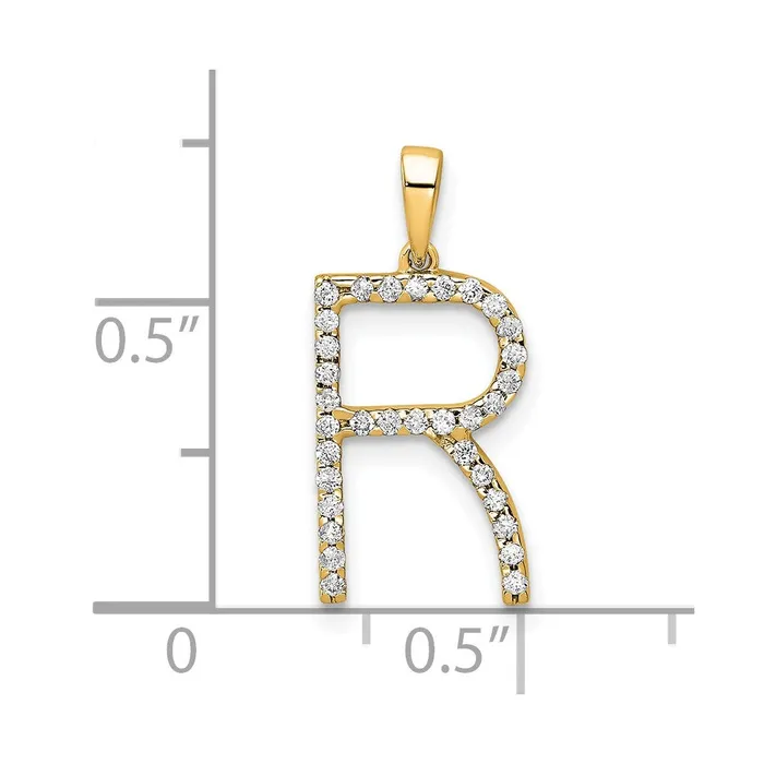 Necklaces Goldia 14K Yellow Gold Real Diamond Letter R Initial Pendant