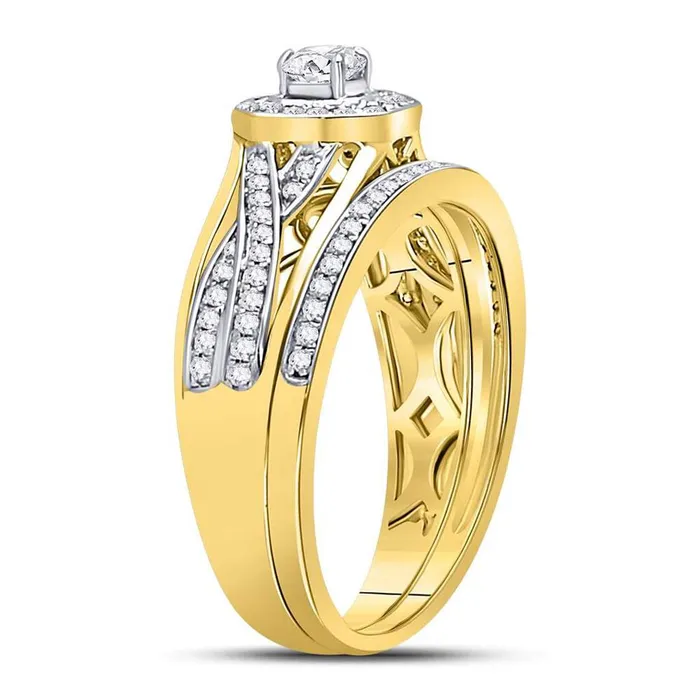 Rings 14k Yellow Gold Round Diamond Twist Bridal Wedding Ring Set 12 Cttw gndatlanta