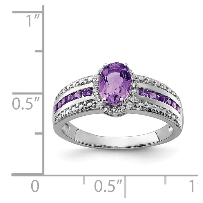 Rings Goldia Sterling Silver Rhodiumplated Polished Amethyst u0026 White Topaz Ring