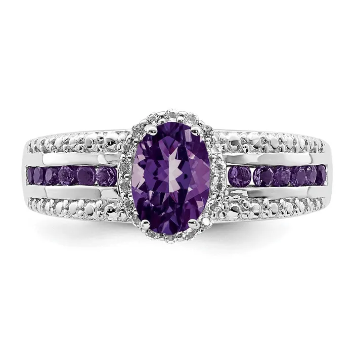 Rings Goldia Sterling Silver Rhodiumplated Polished Amethyst u0026 White Topaz Ring