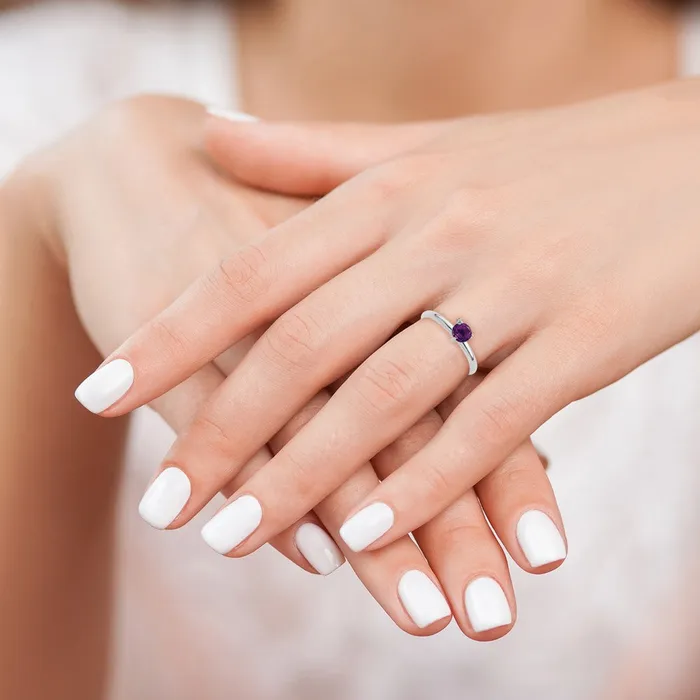 Rings Goldia Sterling Silver Rhodiumplated Polished Amethyst u0026 White Topaz Ring