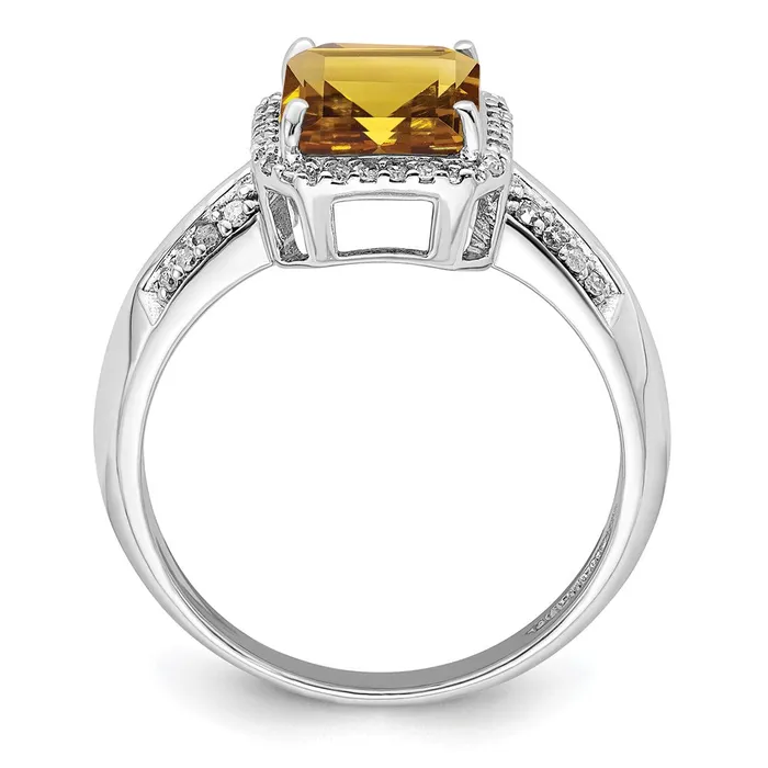 Rings Sterling Silver Rhodium Diamond u0026 Whiskey Quartz Ring Goldia