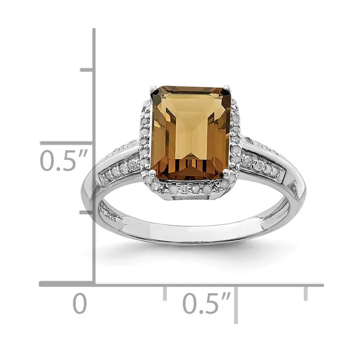 Rings Sterling Silver Rhodium Diamond u0026 Whiskey Quartz Ring Goldia