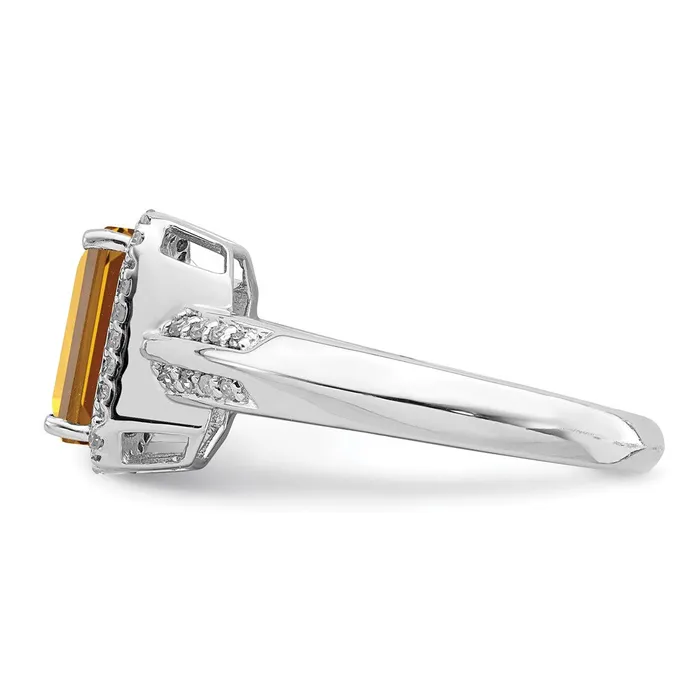 Rings Sterling Silver Rhodium Diamond u0026 Whiskey Quartz Ring Goldia