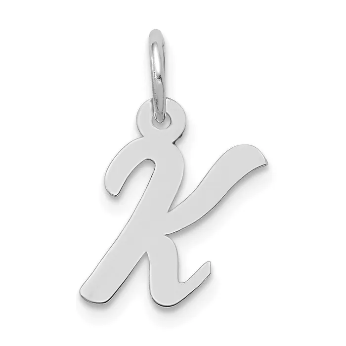 10k White Gold Small Script Initial K Charm TreasureFineJewelers Charm Necklaces