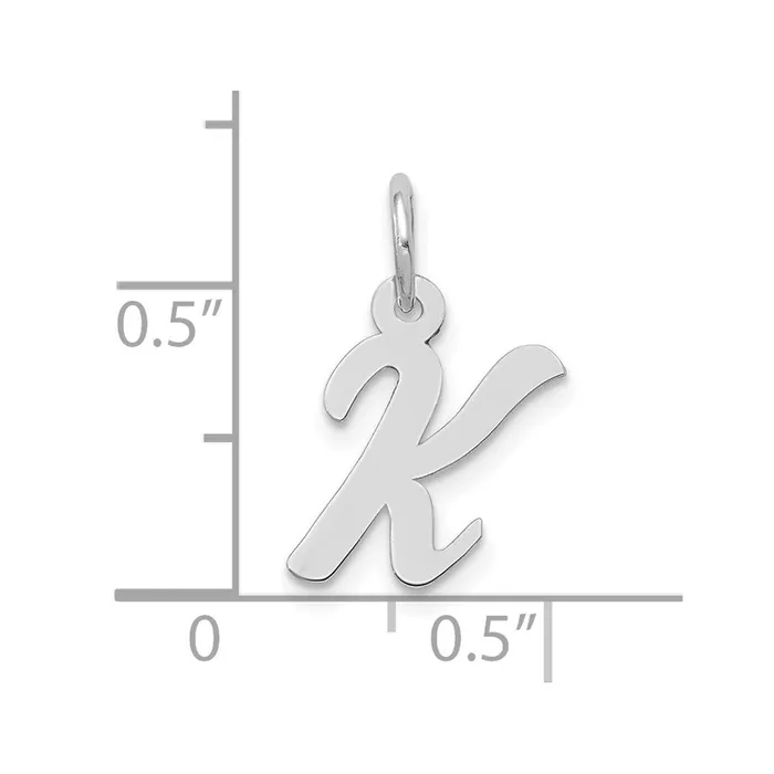 10k White Gold Small Script Initial K Charm TreasureFineJewelers Charm Necklaces