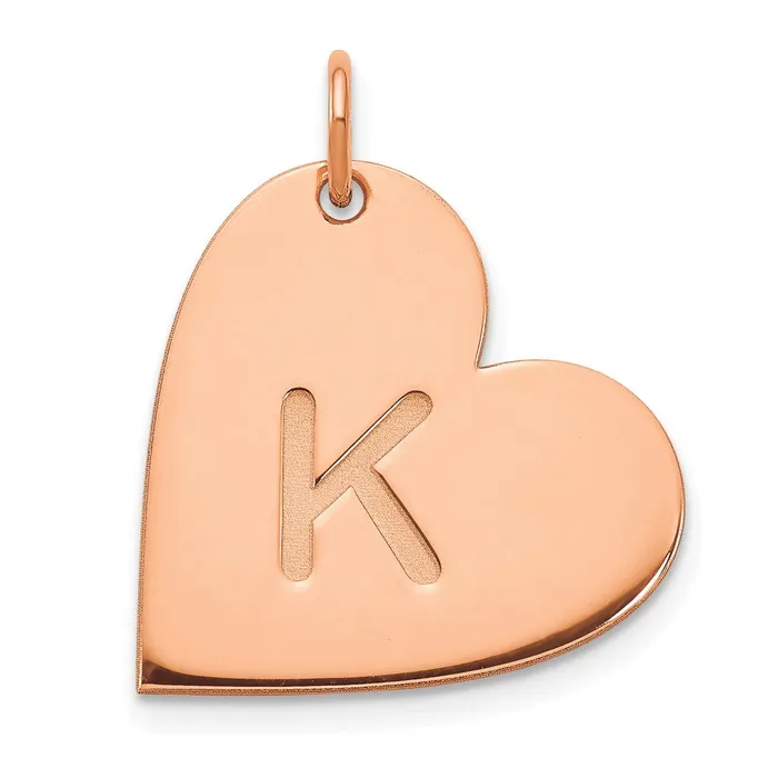 14K Rose Gold Initial Heart Charm TreasureFineJewelers Charm Necklaces