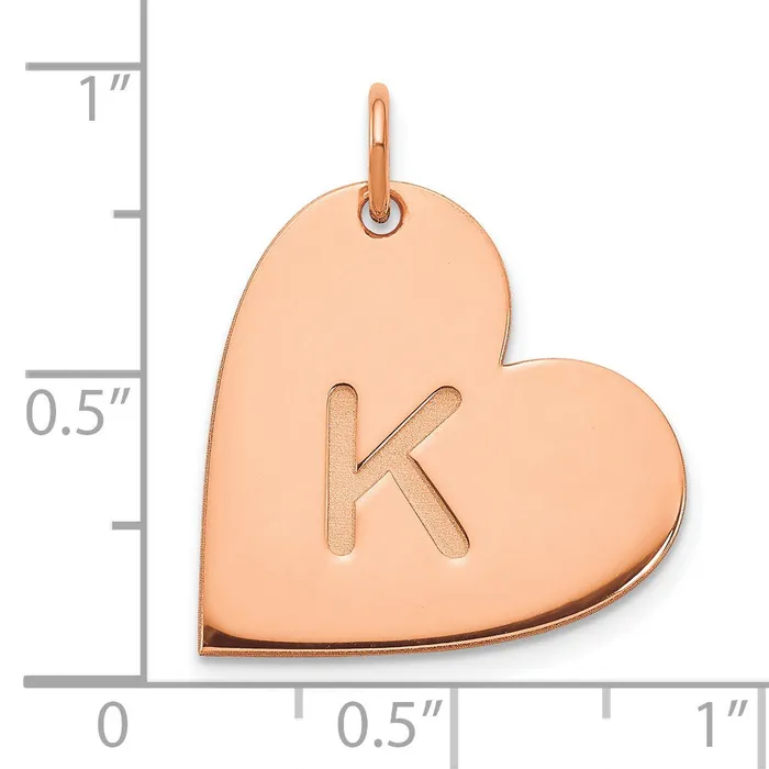 14K Rose Gold Initial Heart Charm TreasureFineJewelers Charm Necklaces
