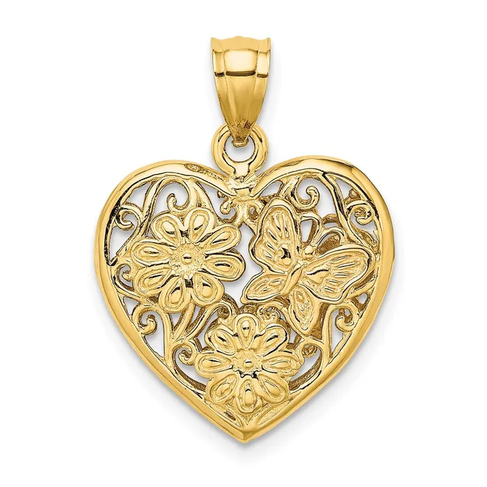 14k TwoTone 3D Heart w Butterfly Reversible Charm TreasureFineJewelers Rings