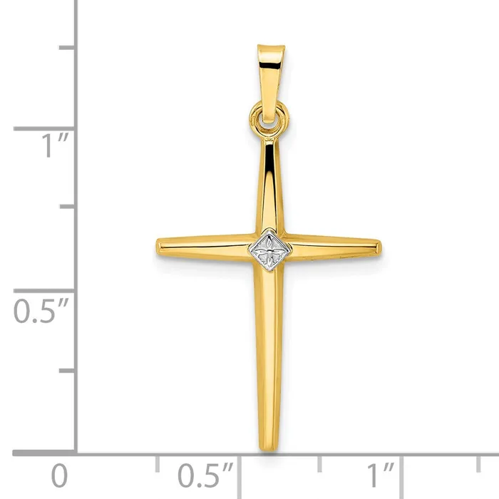 14k Twotone Polished Solid Diamond Shape Center Cross Pendant TreasureFineJewelers Rings