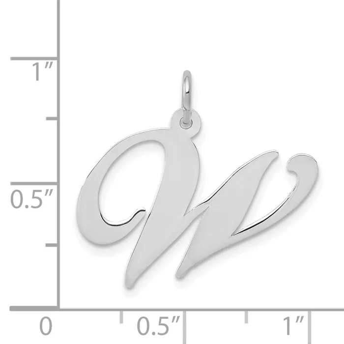 14k White Gold Large Fancy Script Letter W Initial Charm TreasureFineJewelers Charm Necklaces