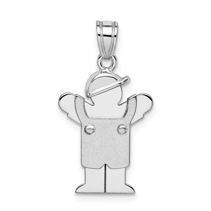 14k White Gold Small Boy with Hat on Left Engravable Charm TreasureFineJewelers Charm Necklaces 14k White Gold Small Boy with Hat on Left Engravable Charm TreasureFineJewelers Charm Necklaces