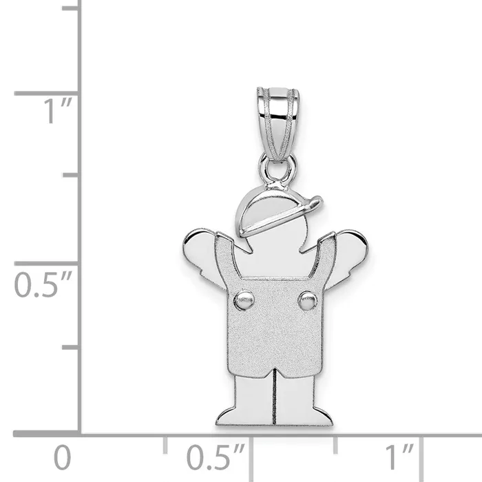 14k White Gold Small Boy with Hat on Left Engravable Charm TreasureFineJewelers Charm Necklaces
