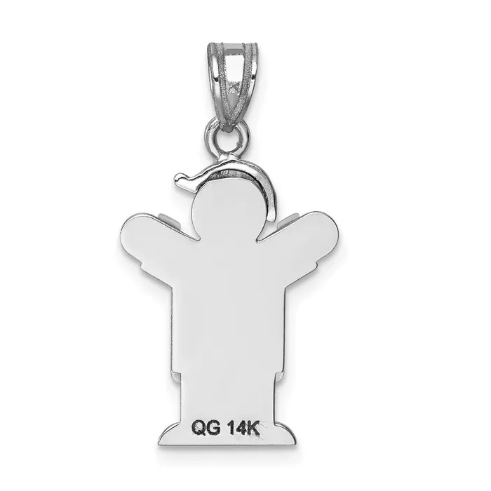 14k White Gold Small Boy with Hat on Left Engravable Charm TreasureFineJewelers Charm Necklaces