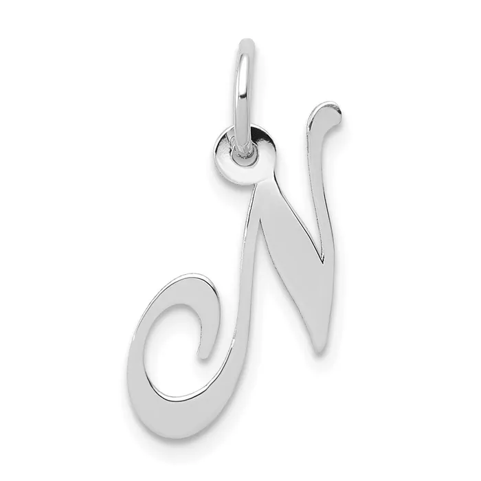 14k White Gold Small Fancy Script Letter N Initial Charm TreasureFineJewelers Charm Necklaces 14k White Gold Small Fancy Script Letter N Initial Charm TreasureFineJewelers Charm Necklaces