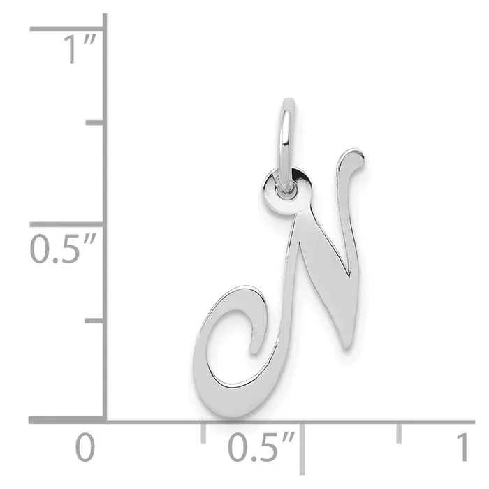 14k White Gold Small Fancy Script Letter N Initial Charm TreasureFineJewelers Charm Necklaces